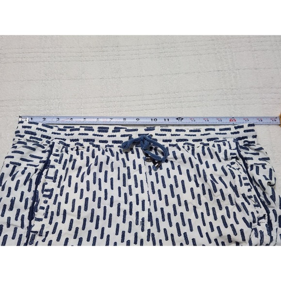 Anthropologie Boho Paper Bag Shorts Women's Large White Blue Striped Tie Belt - Picture 6 of 8
